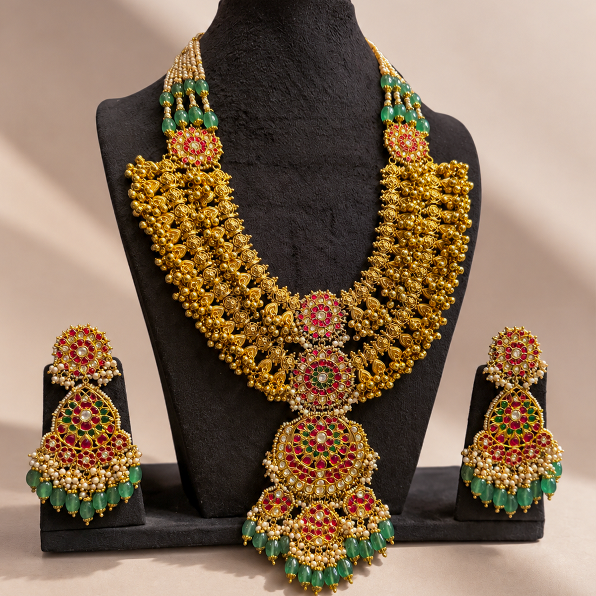 Traditional Javari Long necklace and earring