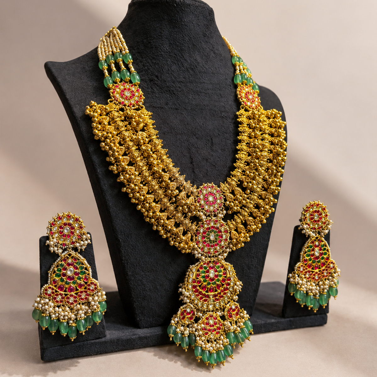 Traditional Javari Long necklace and earring