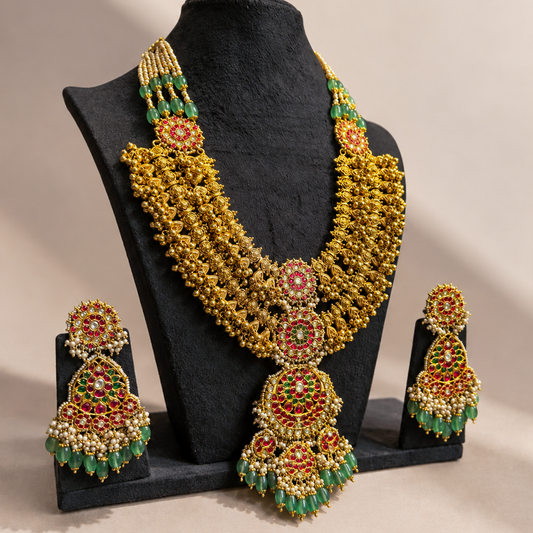 Traditional Javari Long necklace and earring