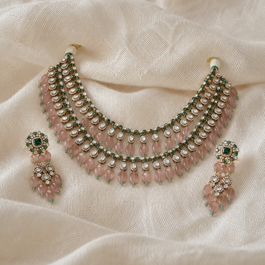 Pink Moon Necklace and Earring Set